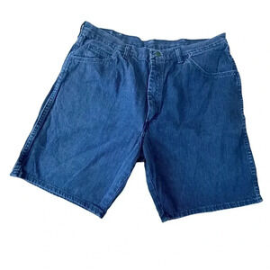 Wrangle blue corduroy work shorts vintage style worn in
